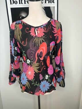 Charlotte Russe  - Black with Pink & Blue Floral Print